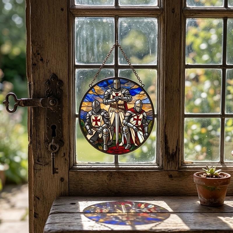 Templar Knights Glass Suncatcher