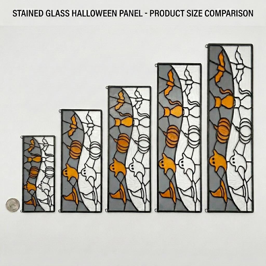Ghost and Pumpkin Halloween Glass Panel
