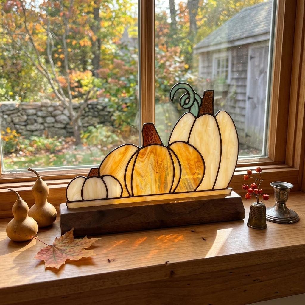 Heirloom Pumpkin Trio Glass Decor