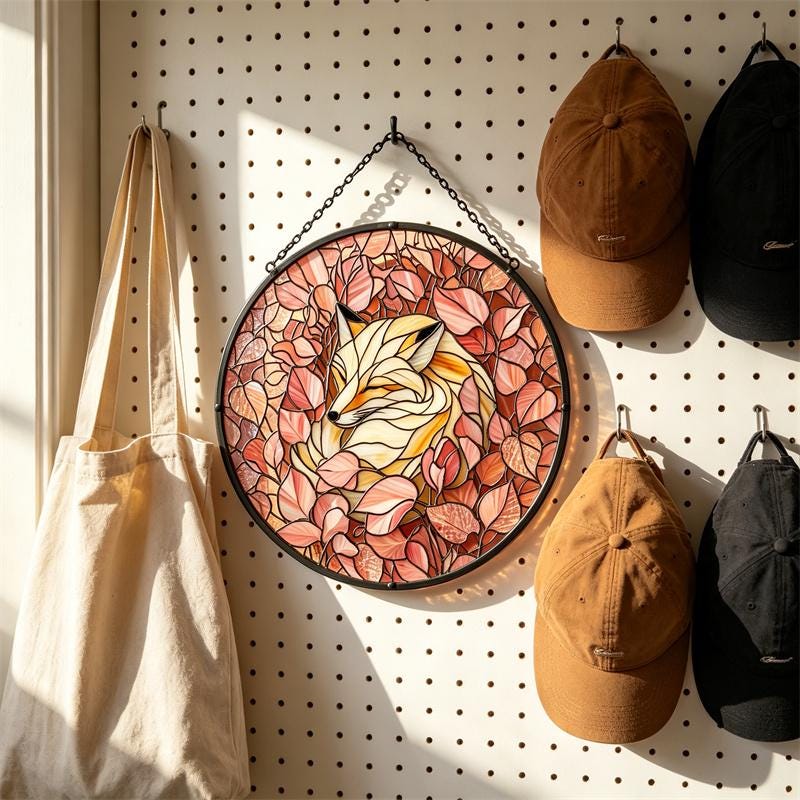 Floral Fox Glass Suncatcher
