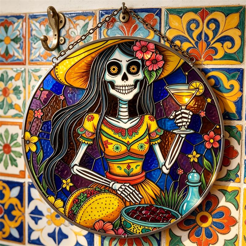 Margarita Sugar Skull Glass Art