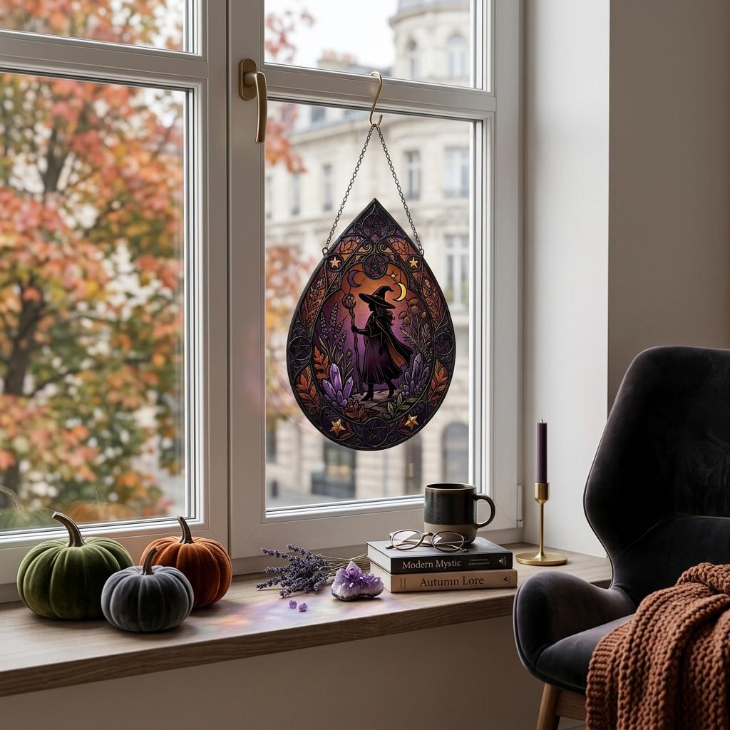 Celestial Witch Glass Suncatcher