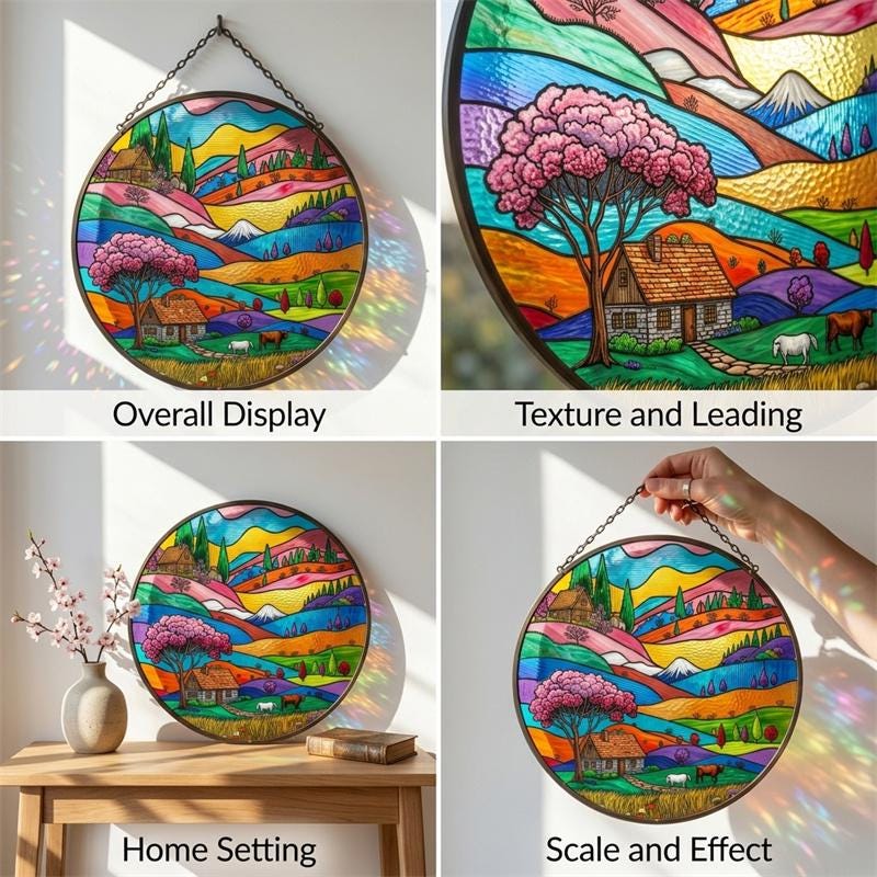Countryside Landscape Glass Suncatcher