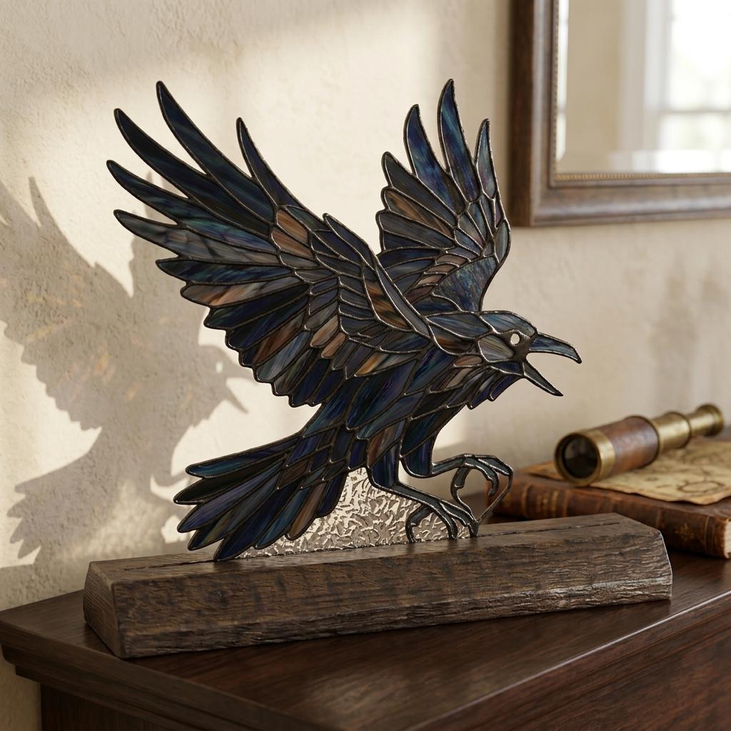 Flying Crow Glass Decor