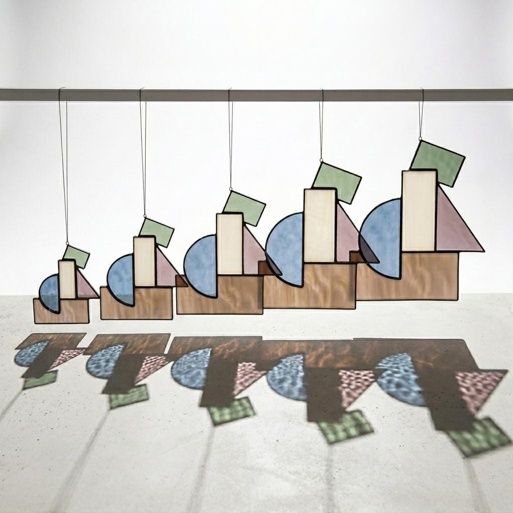 Sage and Mauve Geometric Glass Suncatcher