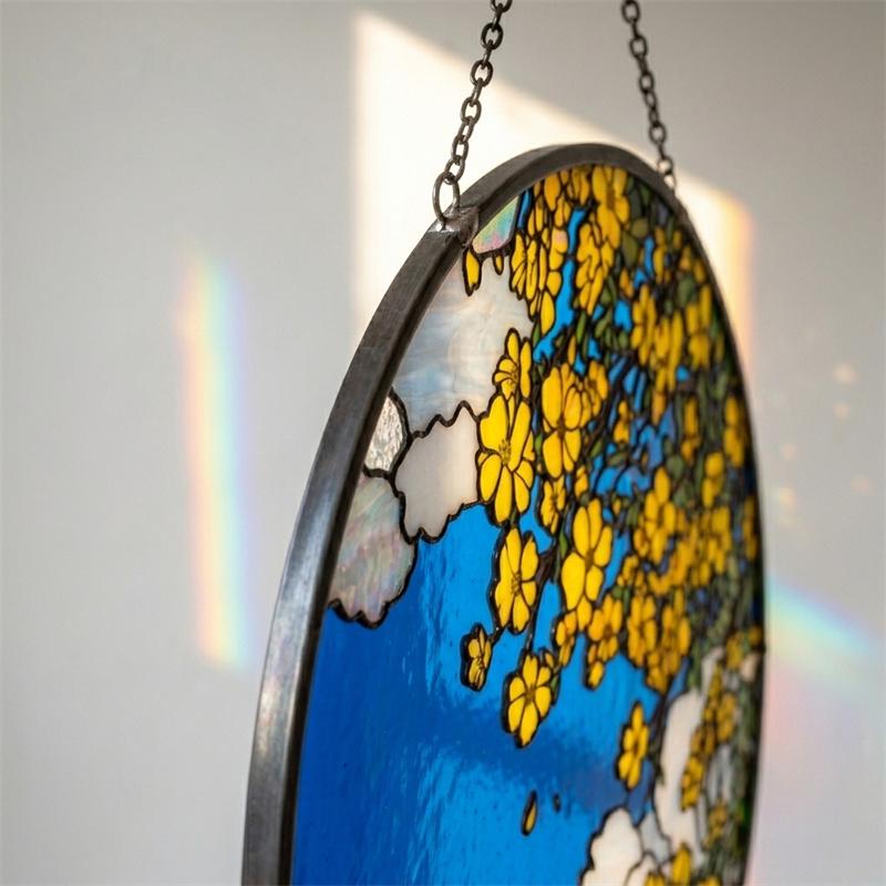 Yellow Flower Sky Glass Suncatcher