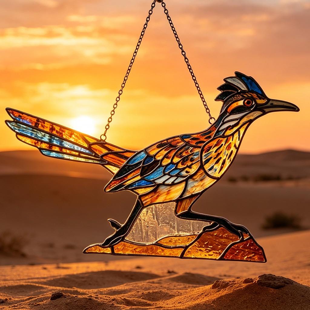 Roadrunner Glass Suncatcher