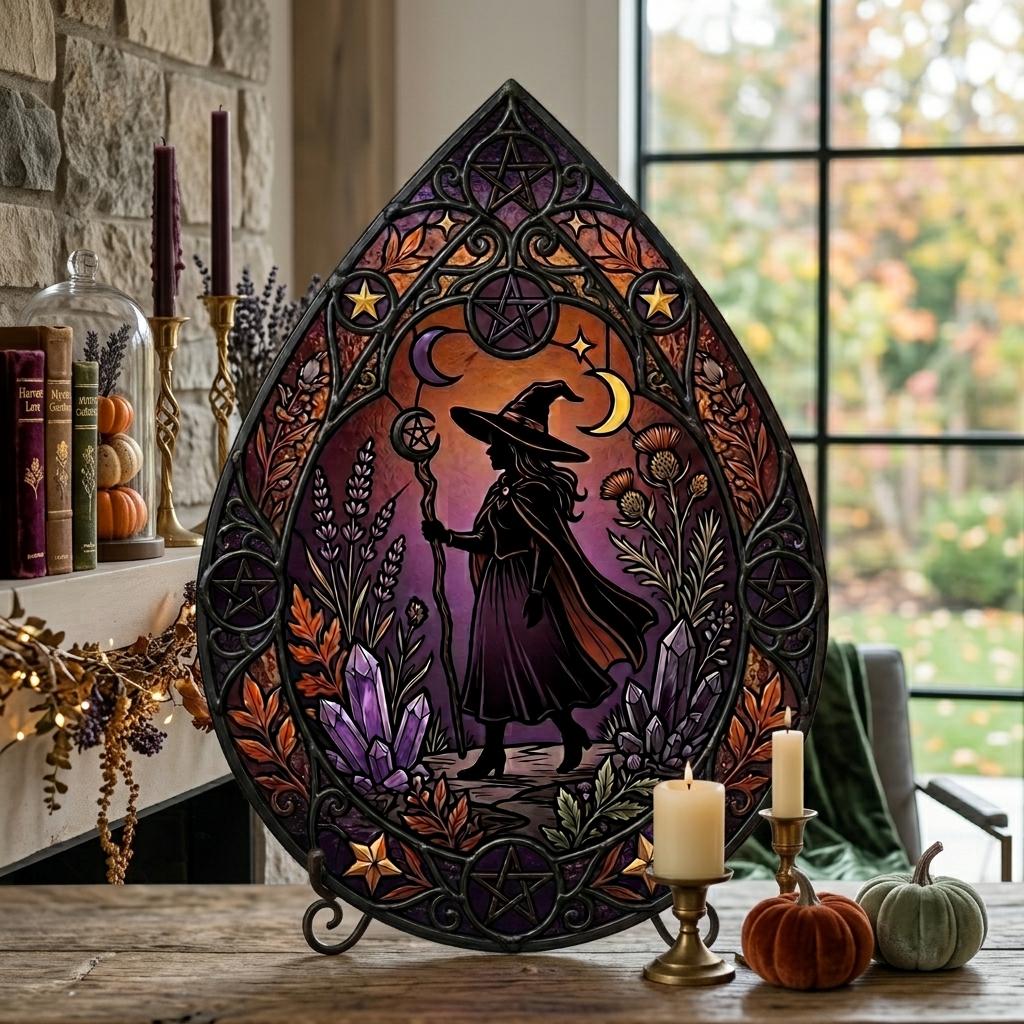 Celestial Witch Glass Suncatcher