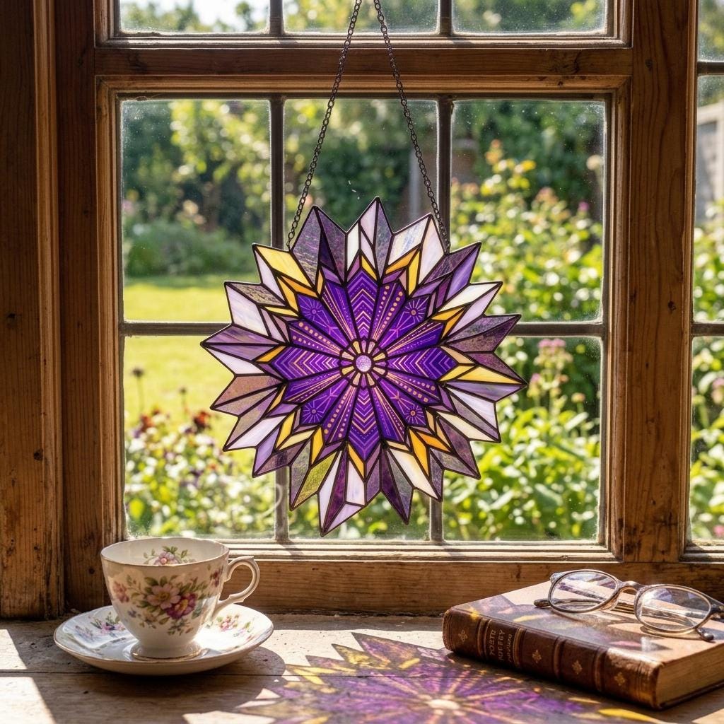 Bee-Eye Flower Glass Suncatcher