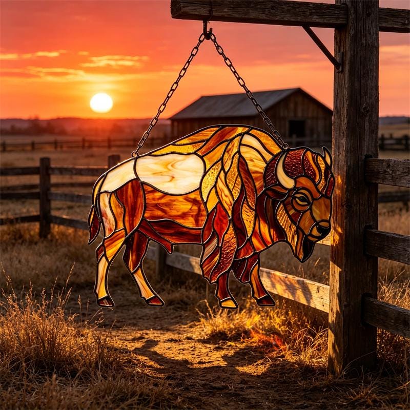 Bison Glass Suncatcher