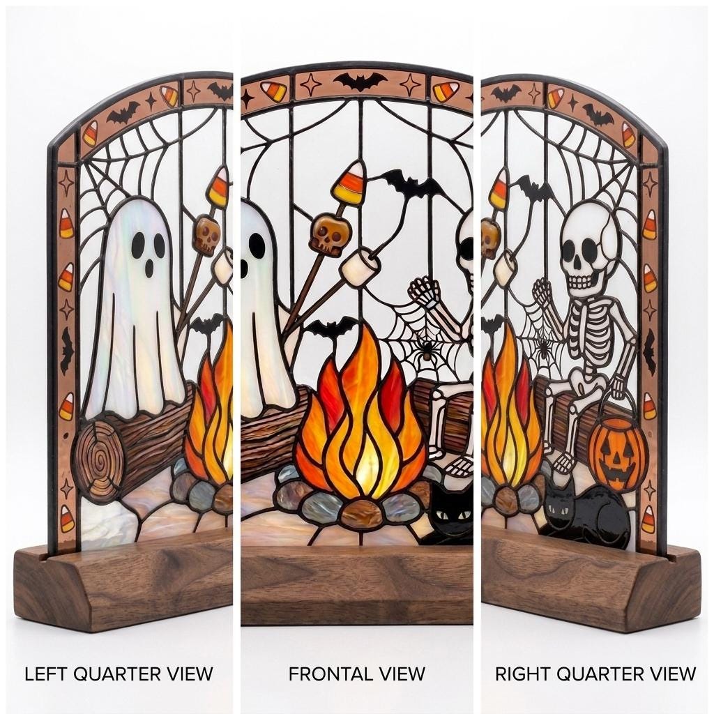 Skeleton Campfire Glass Decor