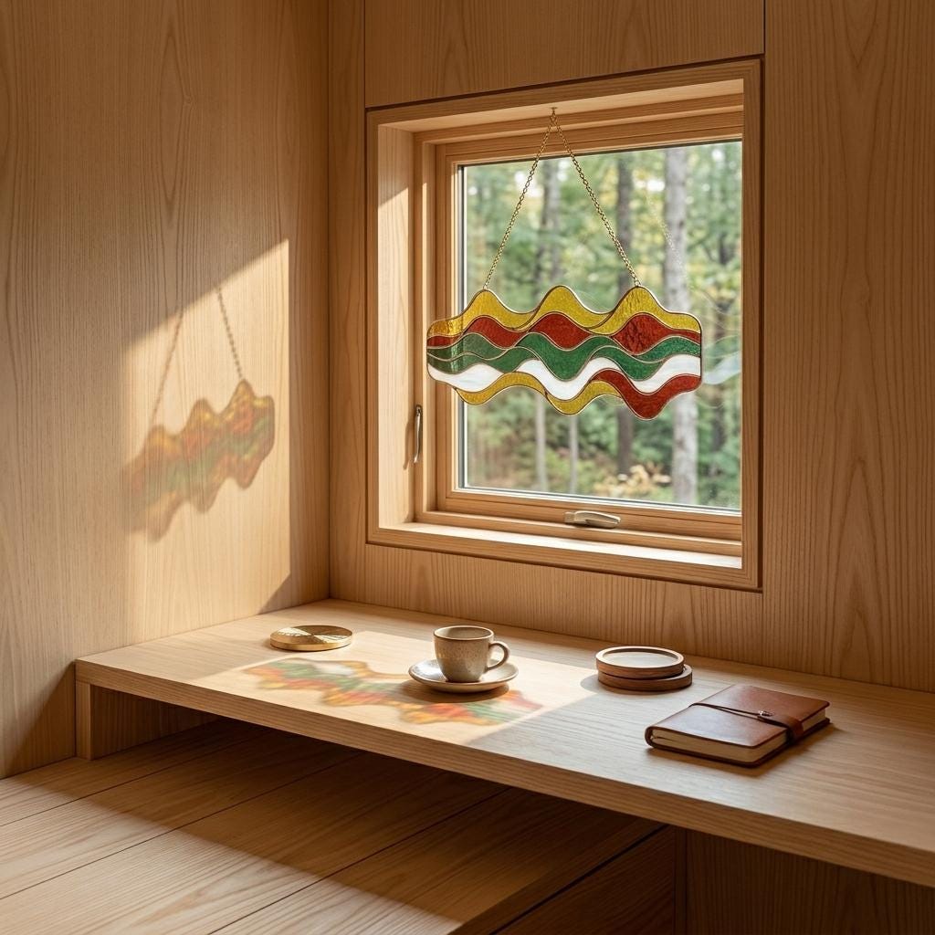 Colorful Ribbon Glass Suncatcher