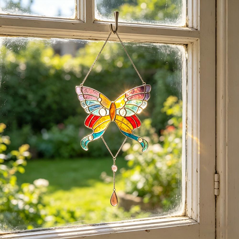 Colorful Butterfly Glass Panel