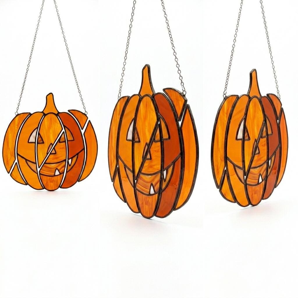 Deconstructed Pumpkin Glass Suncatcher