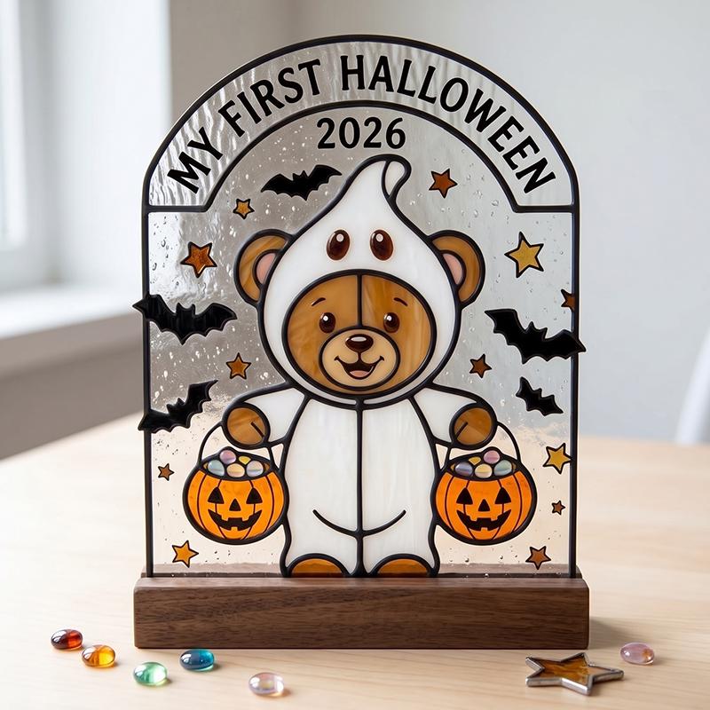 First Halloween Teddy Bear Glass Keepsake