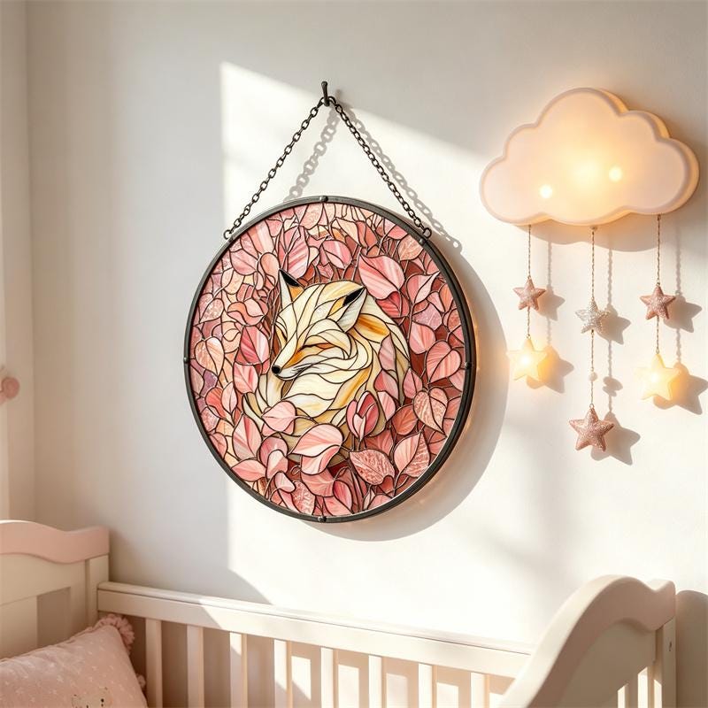 Floral Fox Glass Suncatcher