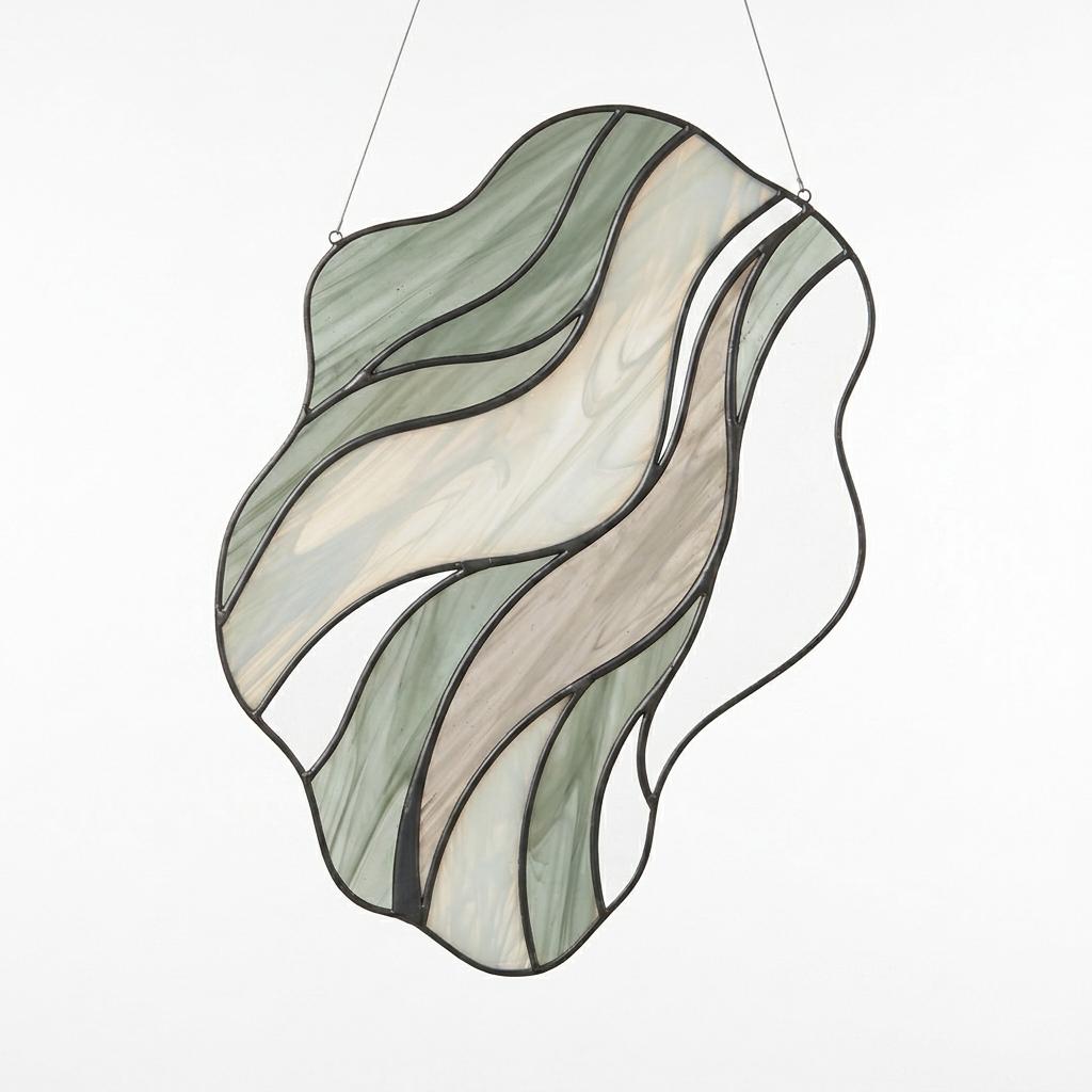 Sage Wave Glass Suncatcher