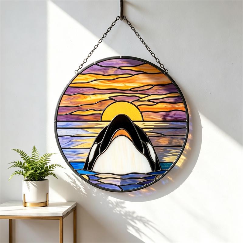 Sunset Orca Glass Suncatcher