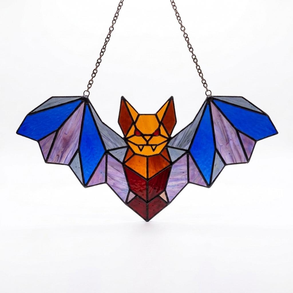 Geometric Bat Glass Suncatcher