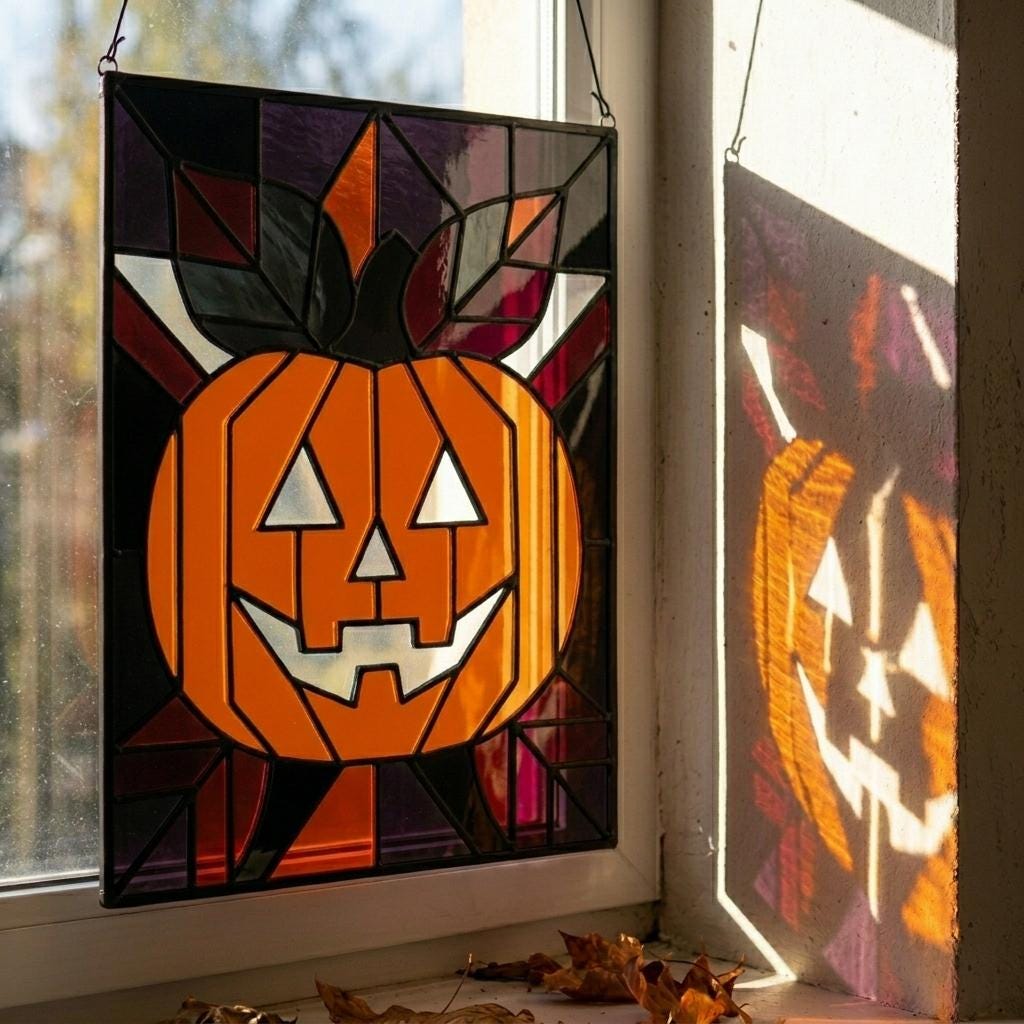 Jack-o'-Lantern Glass Suncatcher