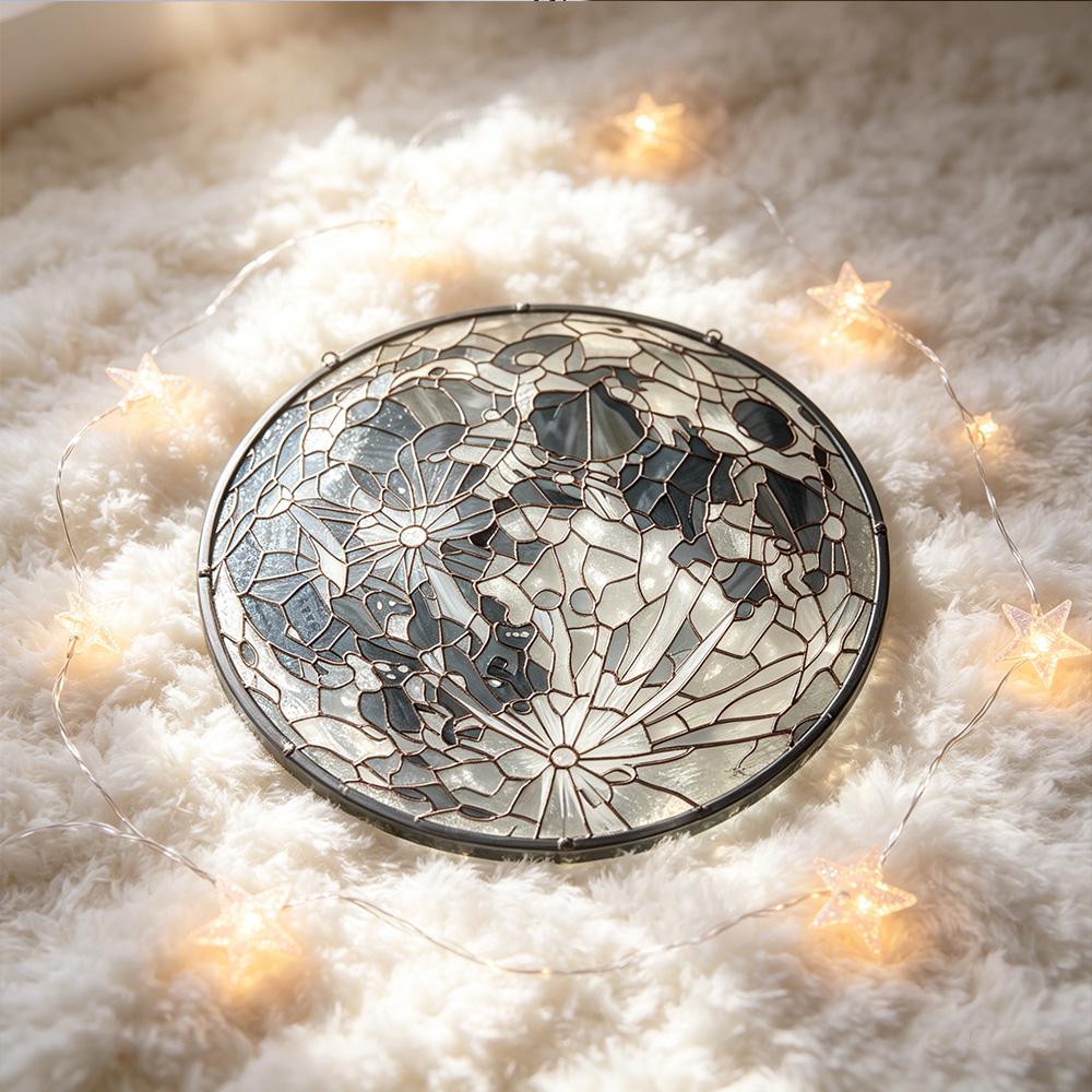 Round Floral Glass Art