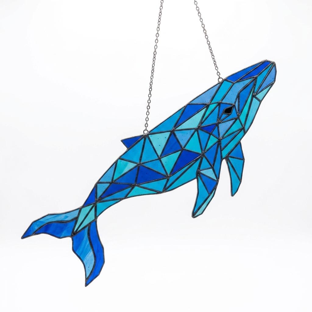 Geometric Whale Glass Suncatcher