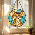 Orange Cat Daisy Glass Suncatcher
