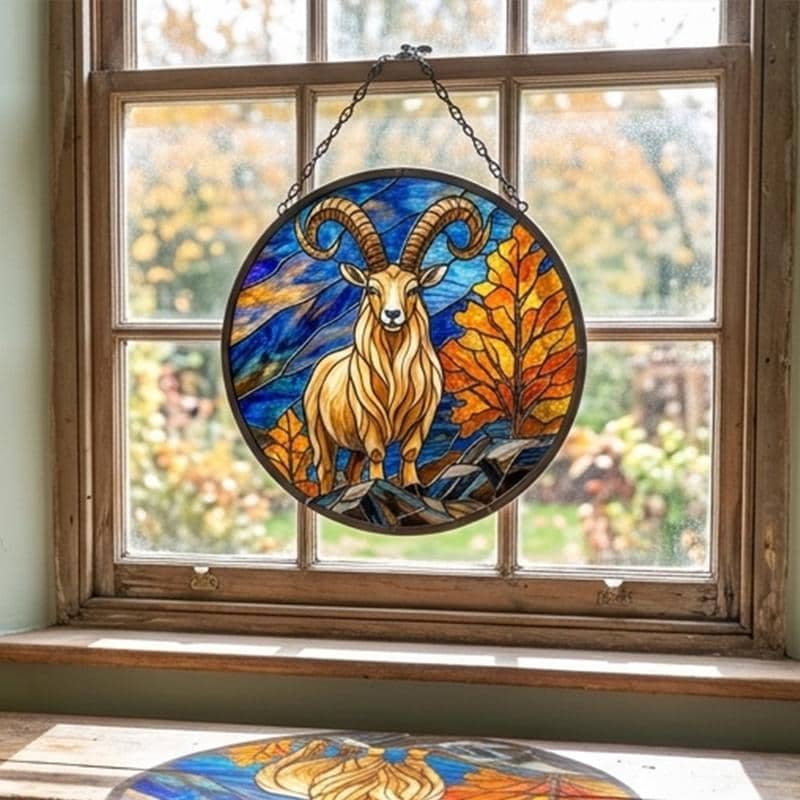 Mountain Ram Glass Suncatcher