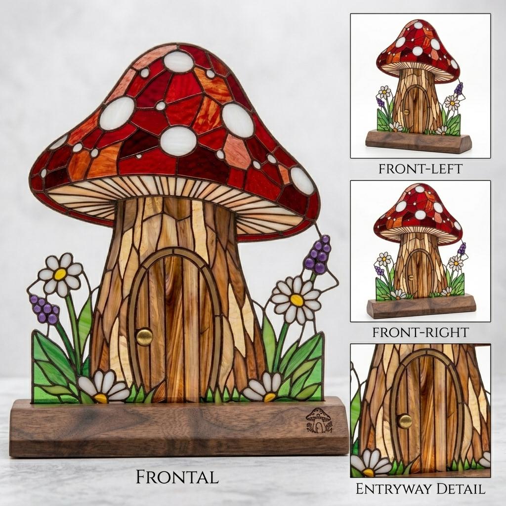 Mushroom Fairy House Glass Decor