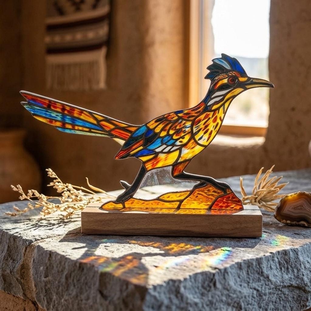 Roadrunner Glass Suncatcher