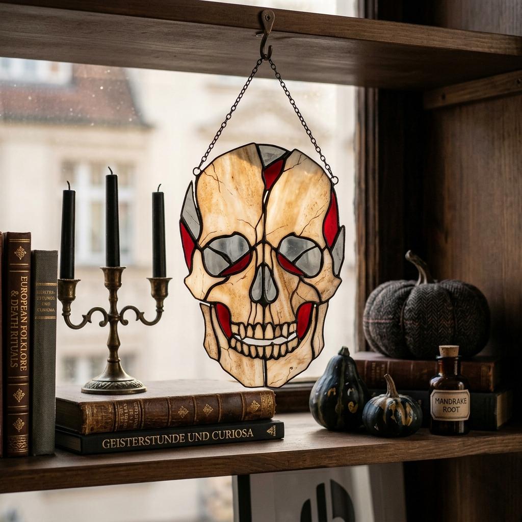 Deconstructed Skull Glass Suncatcher