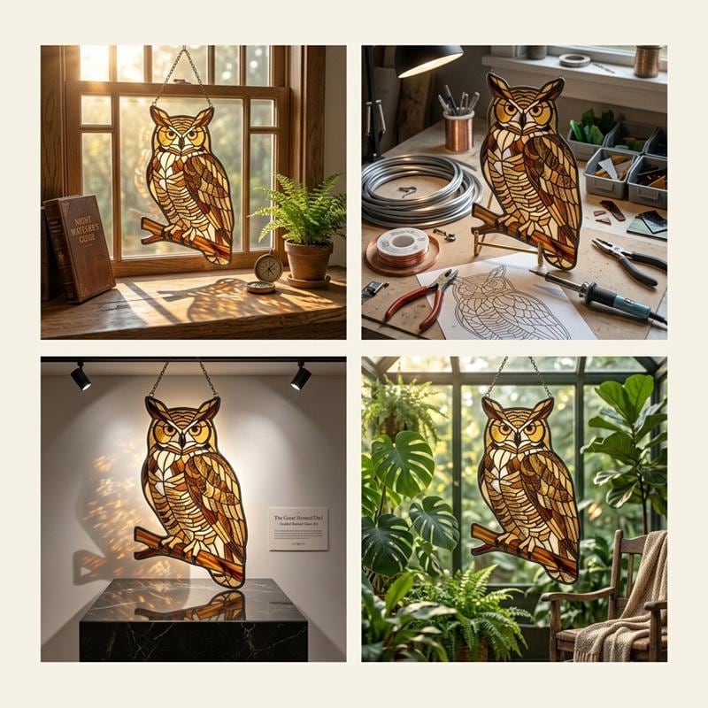 Owl Glass Suncatcher