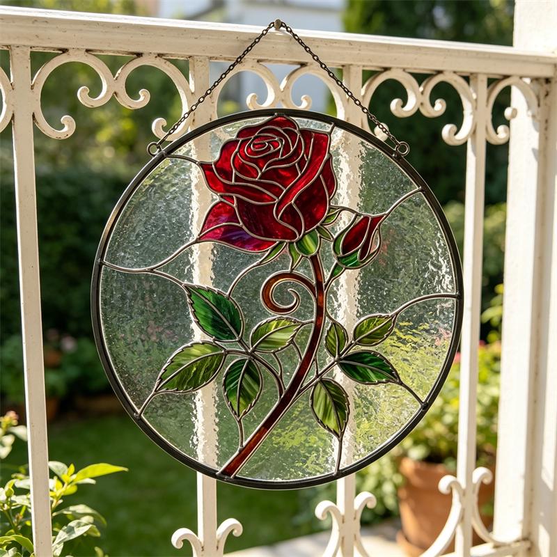 Rose Glass Wall Hanging