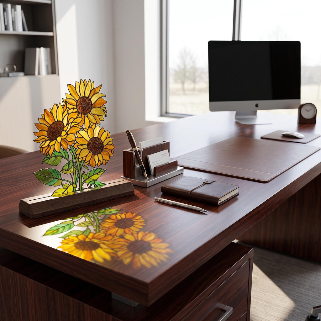 Sunflower Bouquet Glass Decor