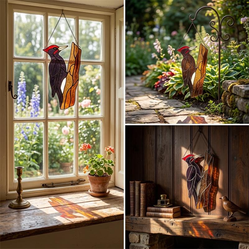 Woodpecker Glass Suncatcher