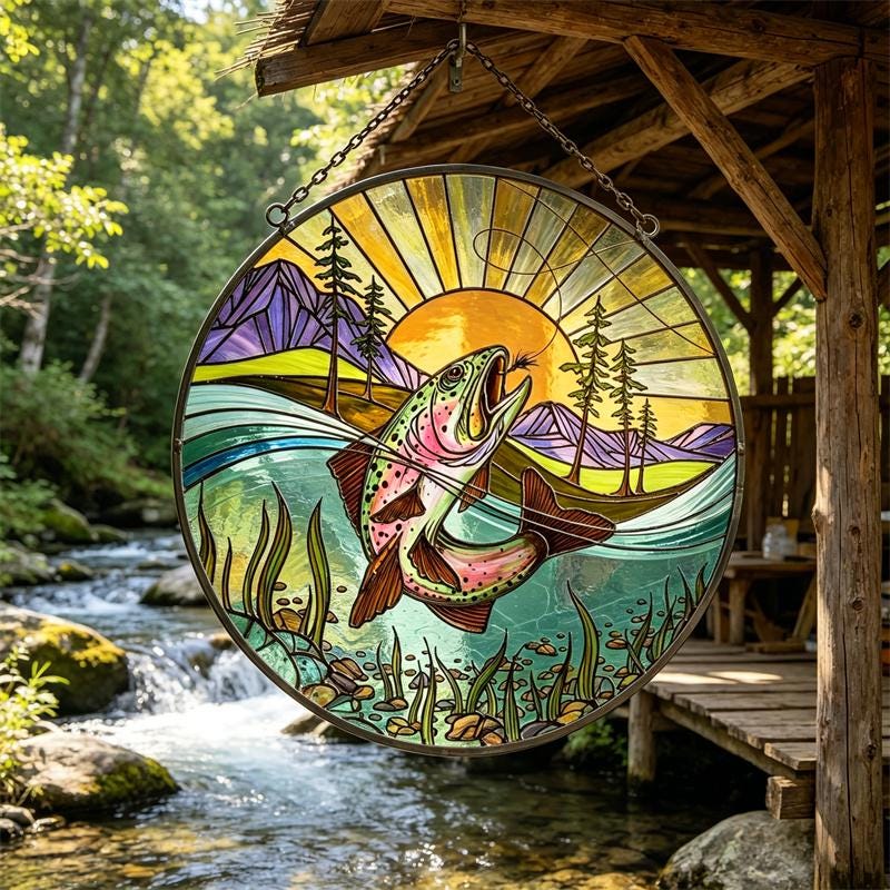 Trout Glass Suncatcher