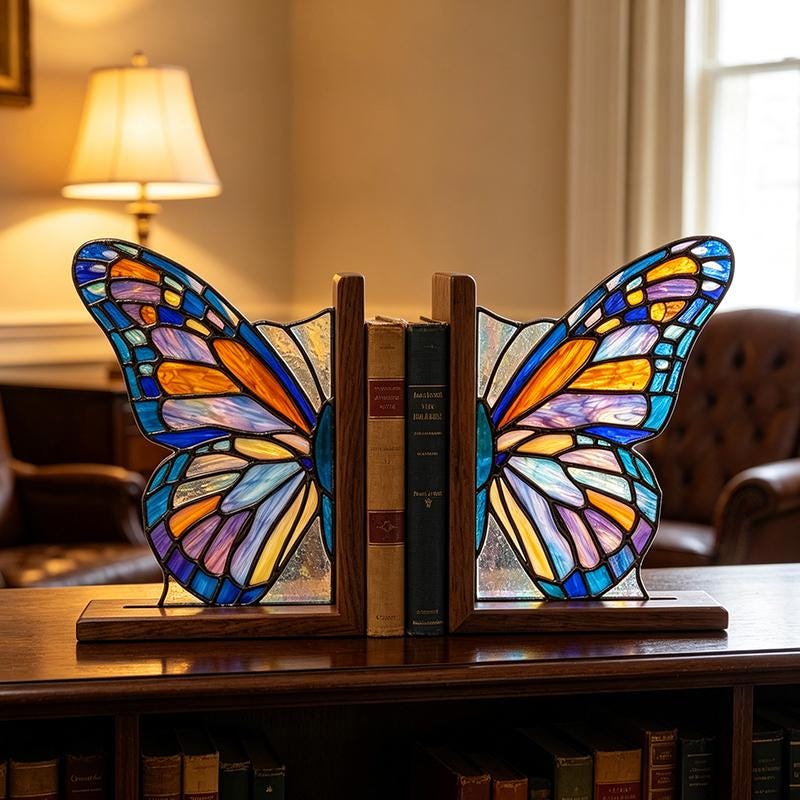 Butterfly Glass Bookends