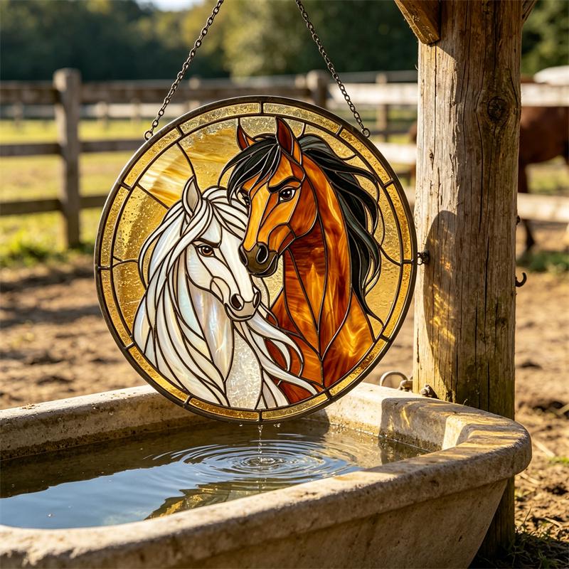Rustic Horse Glass Suncatcher