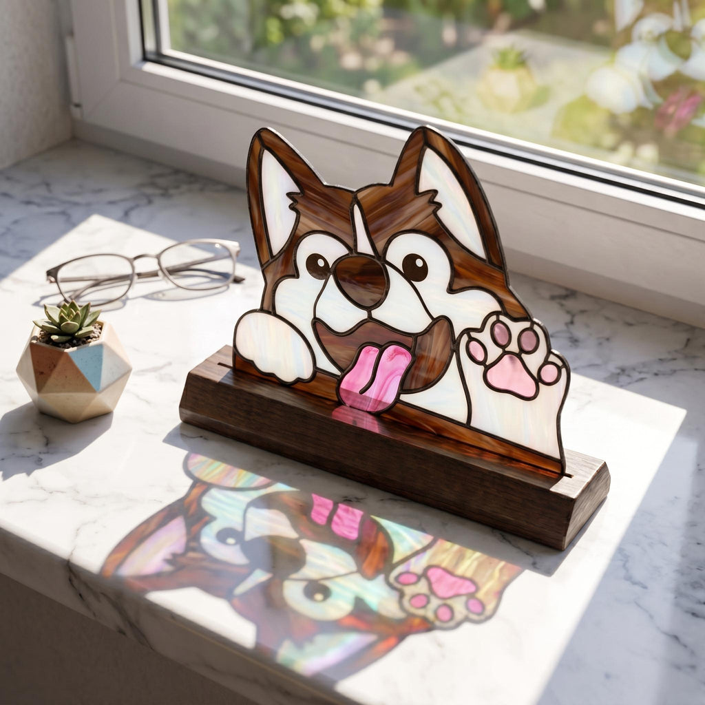 Waving Puppy Glass Decor