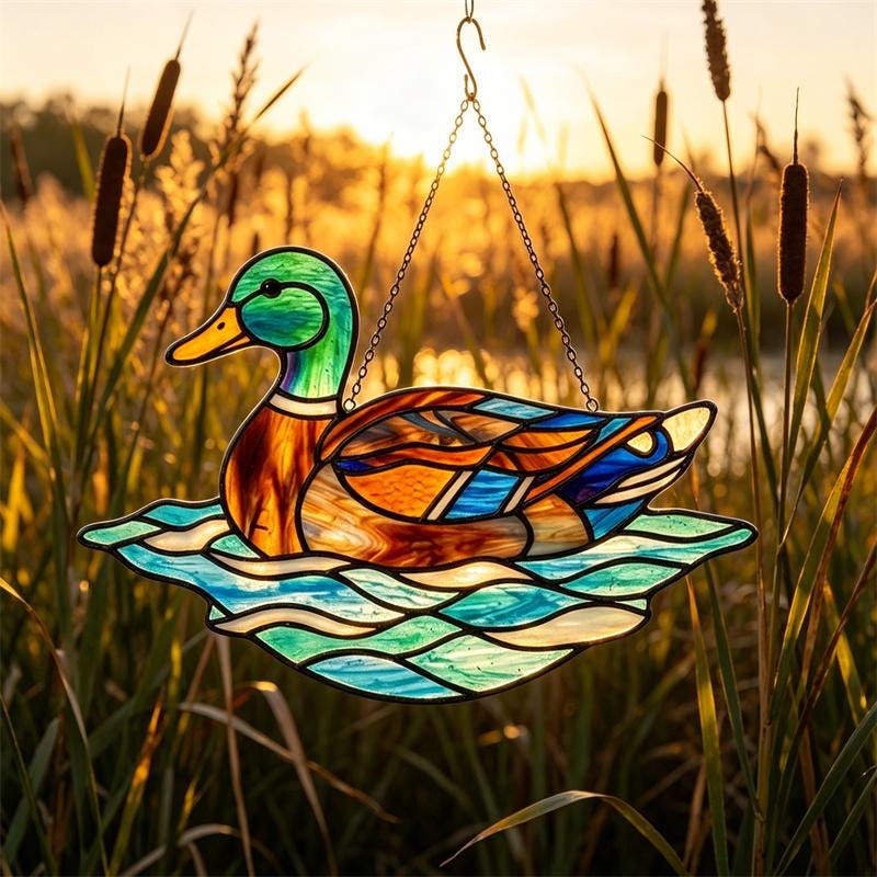 Mallard Duck Glass Suncatcher