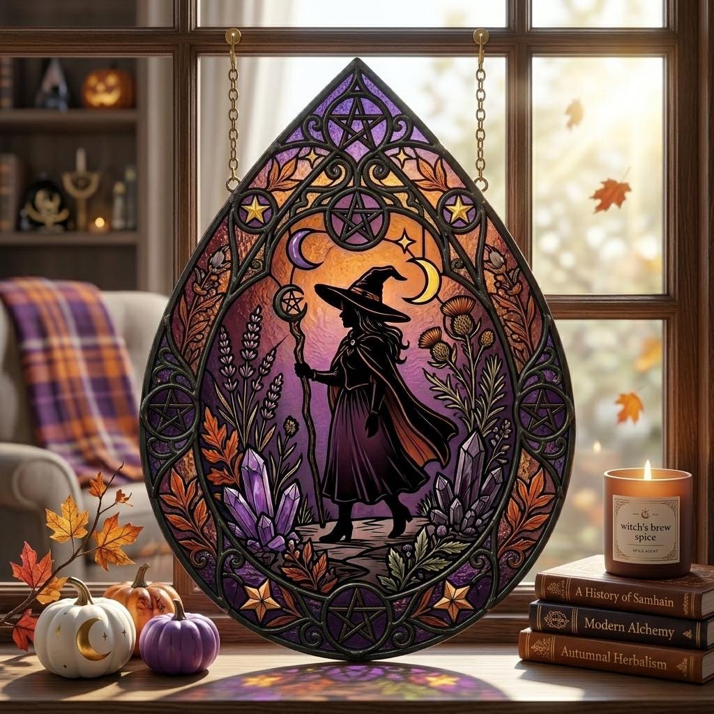Celestial Witch Glass Suncatcher
