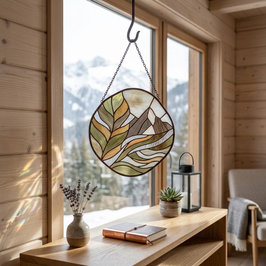 Alpine Mountain Glass Suncatcher