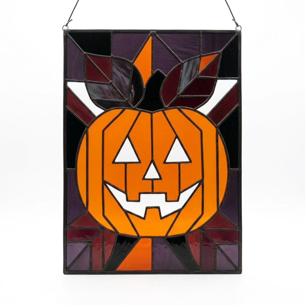 Jack-o'-Lantern Glass Suncatcher