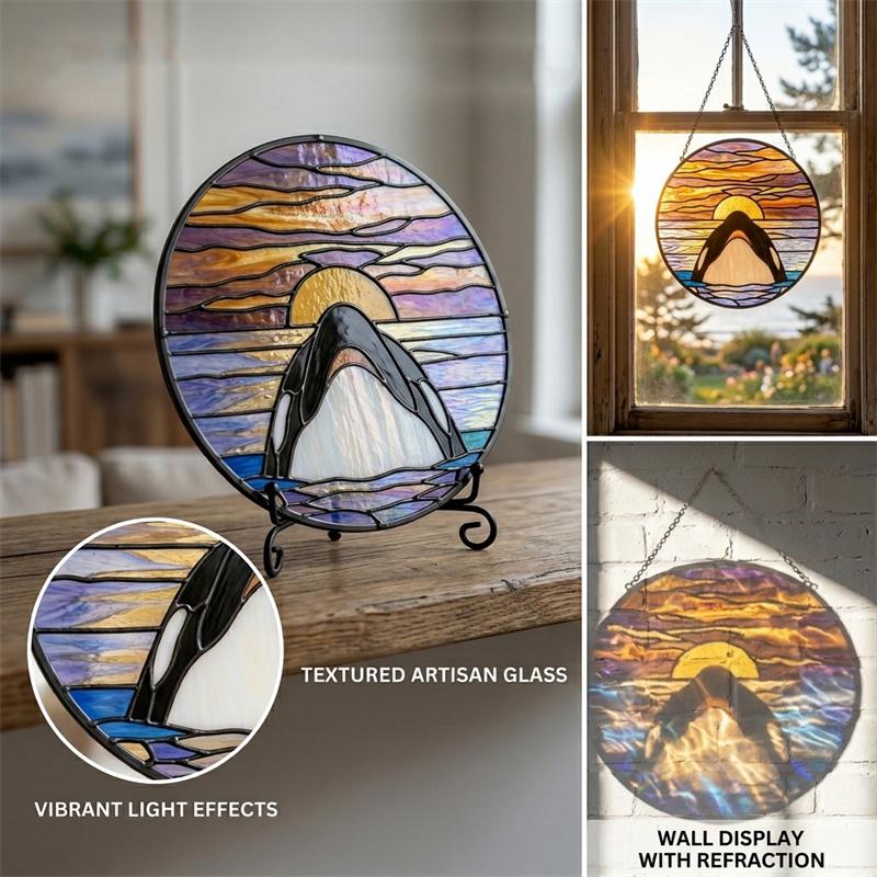 Sunset Orca Glass Suncatcher