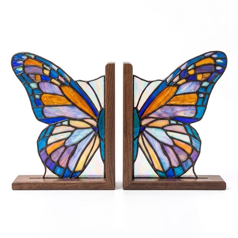 Butterfly Glass Bookends