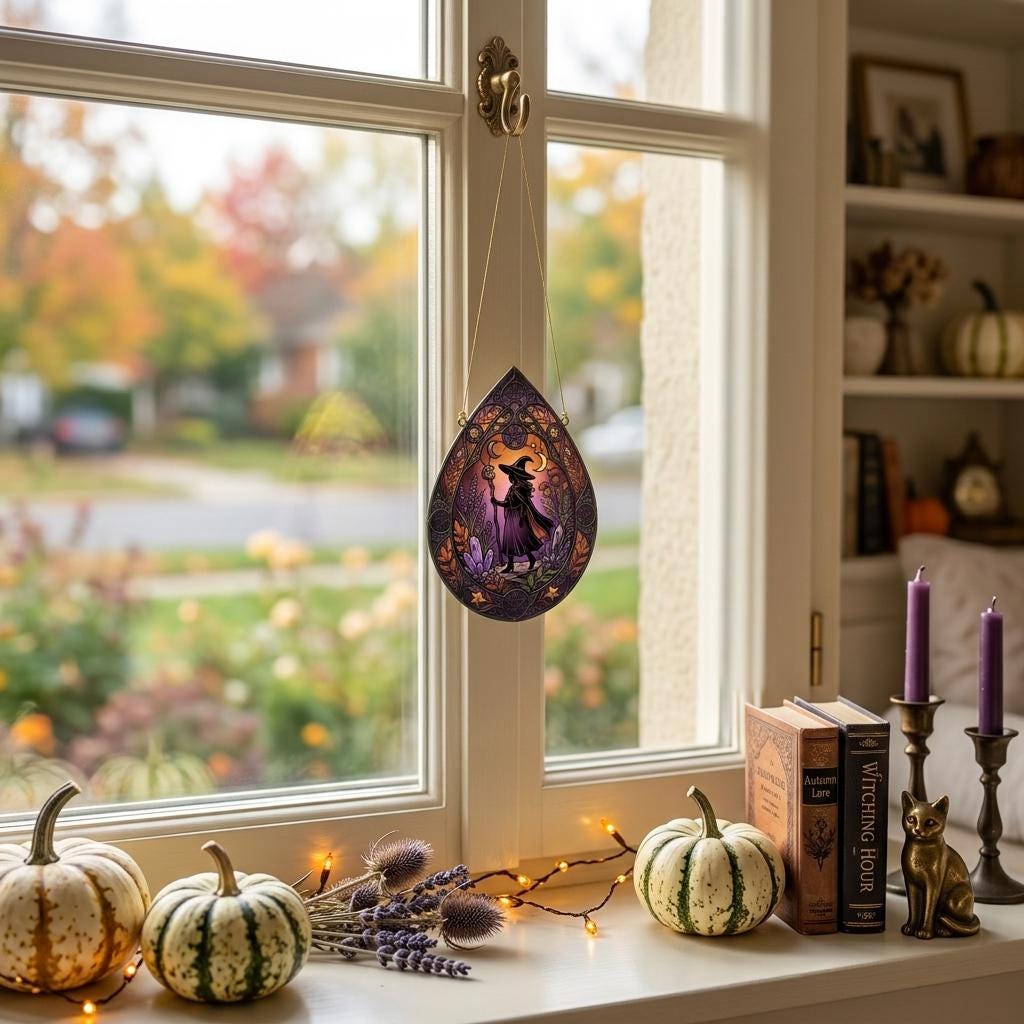 Celestial Witch Glass Suncatcher