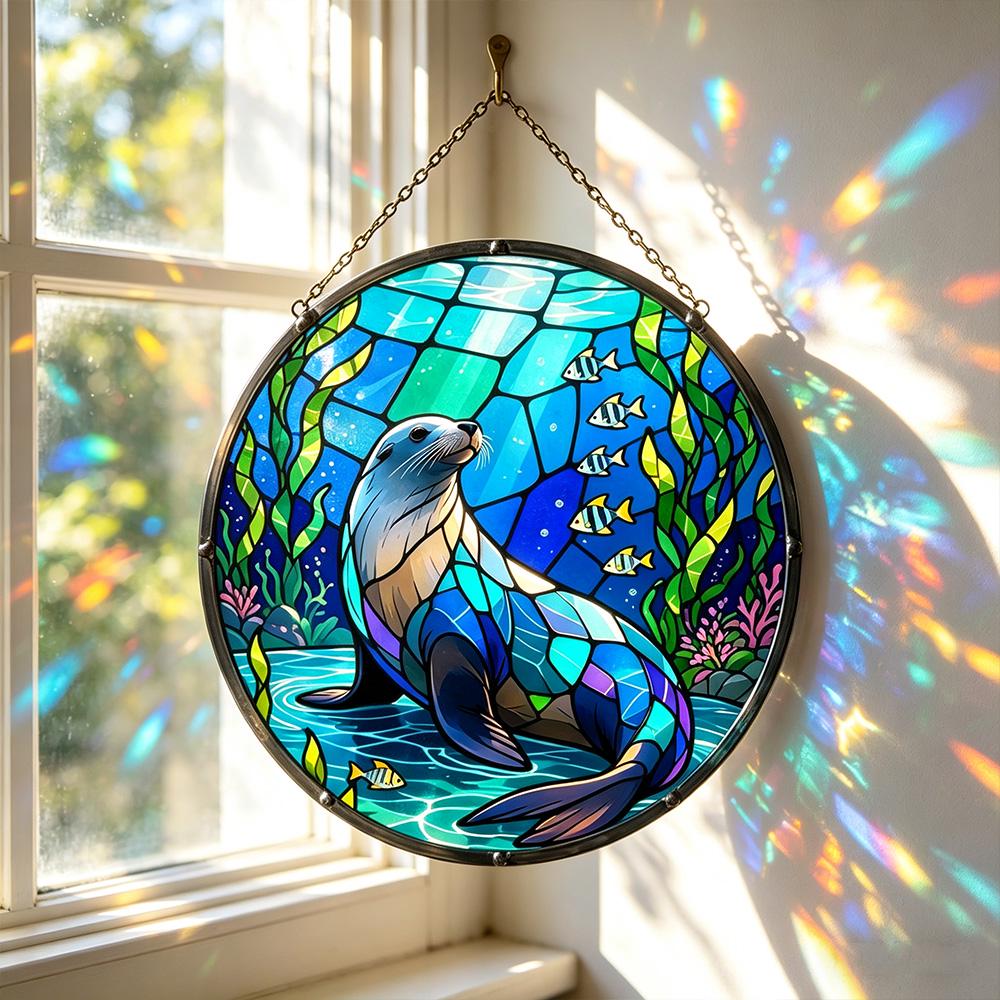 Sea Otter Glass Suncatcher