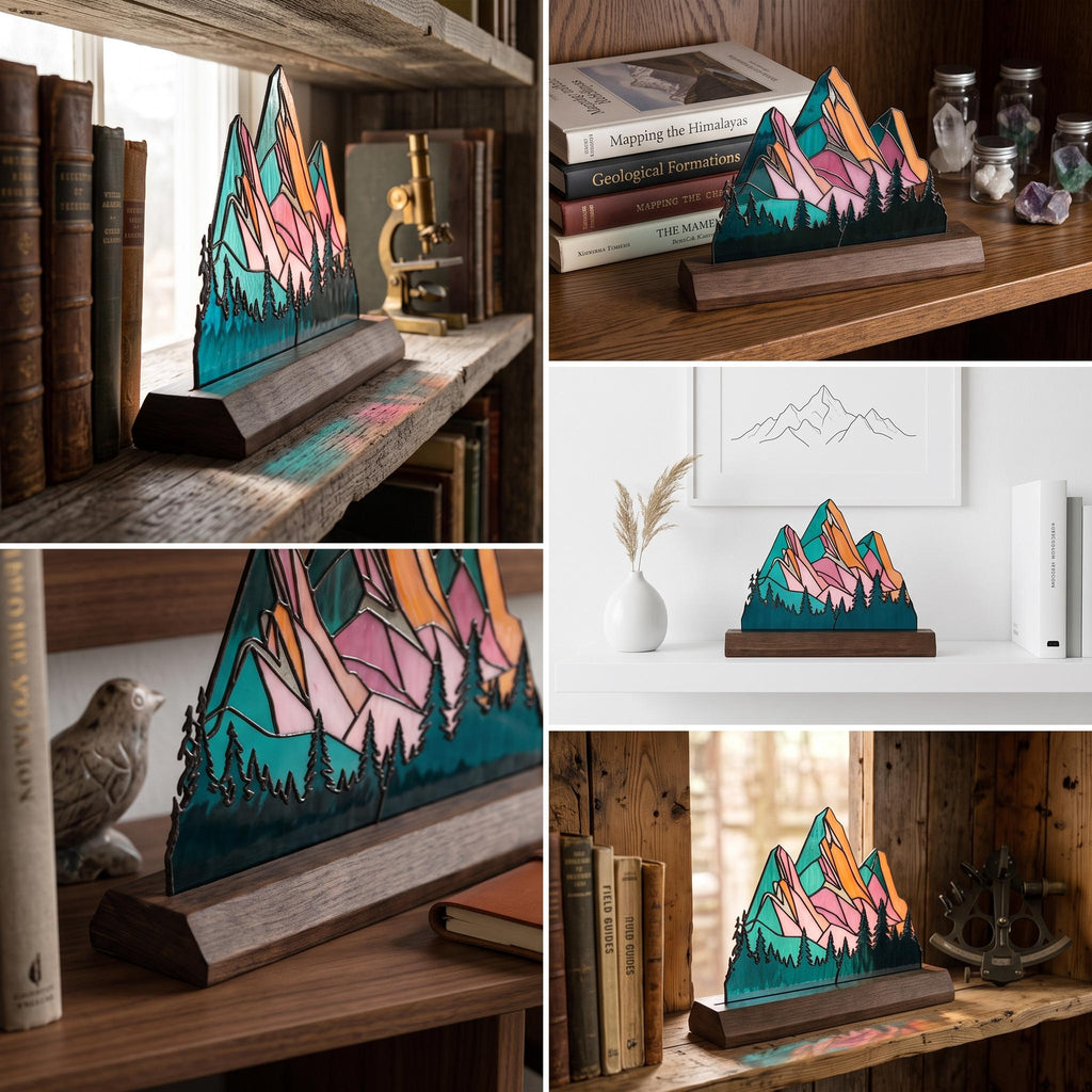 Pink Mountain Glass Decor