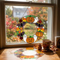 Pumpkin Party Wreath Glass Suncatcher