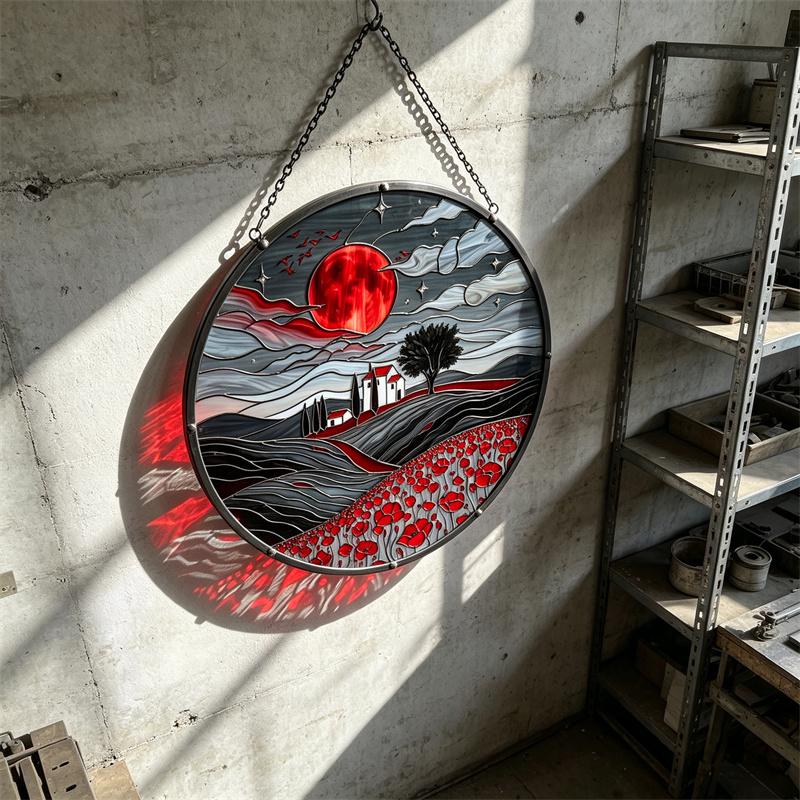 Blood Moon Castle Glass Suncatcher
